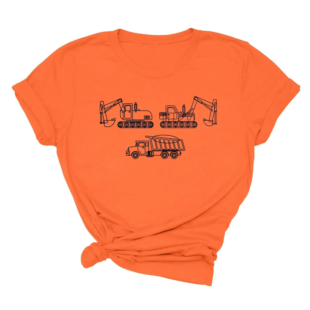 Construction Trucks Tee - Excavator Birthday Shirt for Kids Cypress DTF