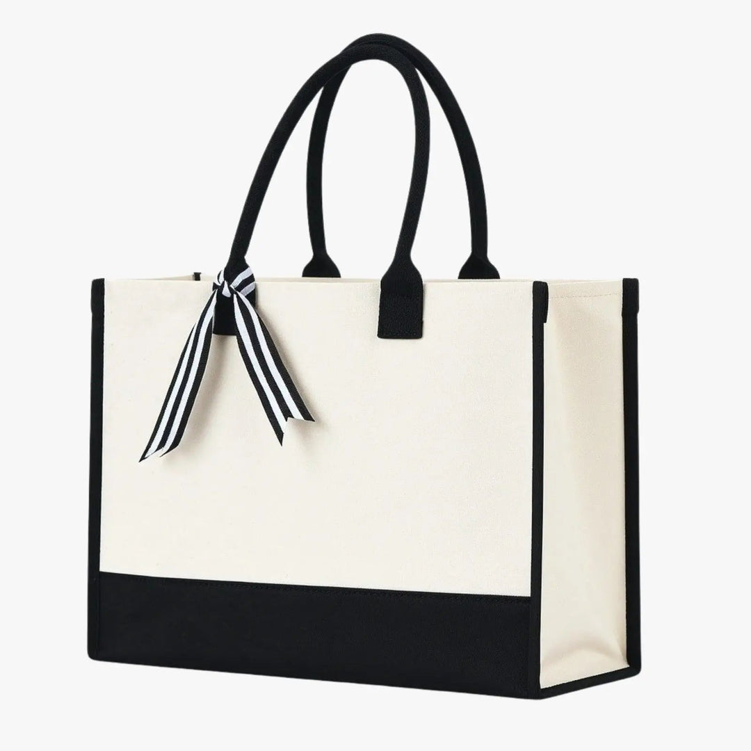 Customize Cottonfelt Wedding Canvas Tote Bag with Ribbon & Bottom Board Support