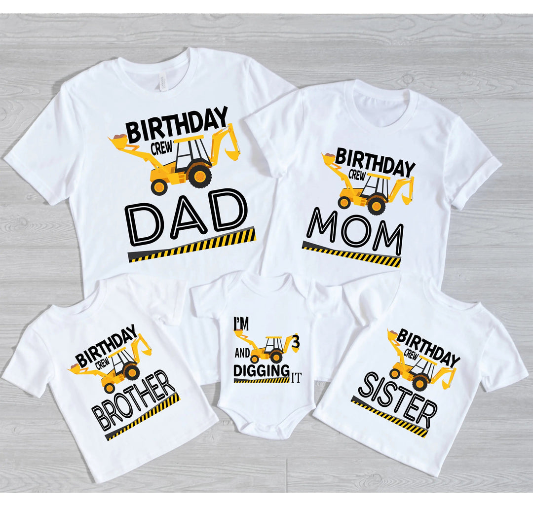 Custom Construction Birthday Shirt - Family Crew Tee | Diggin' It Cypress DTF