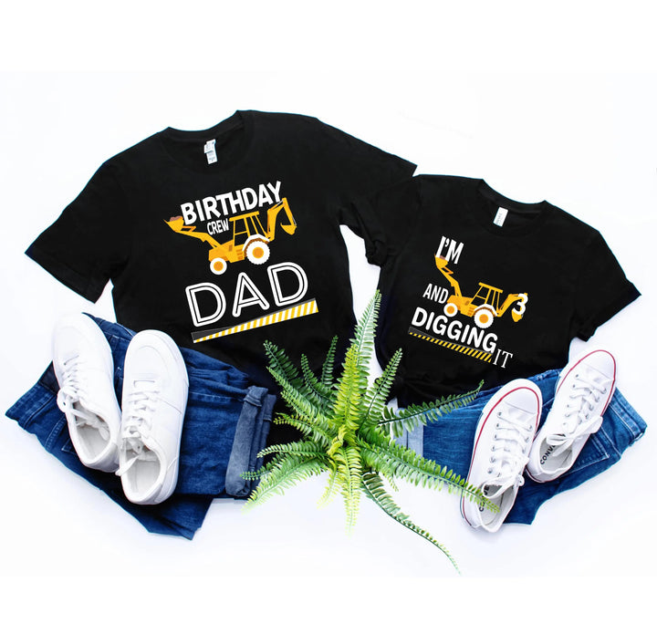 Custom Construction Birthday Shirt - Family Crew Tee | Diggin' It Cypress DTF