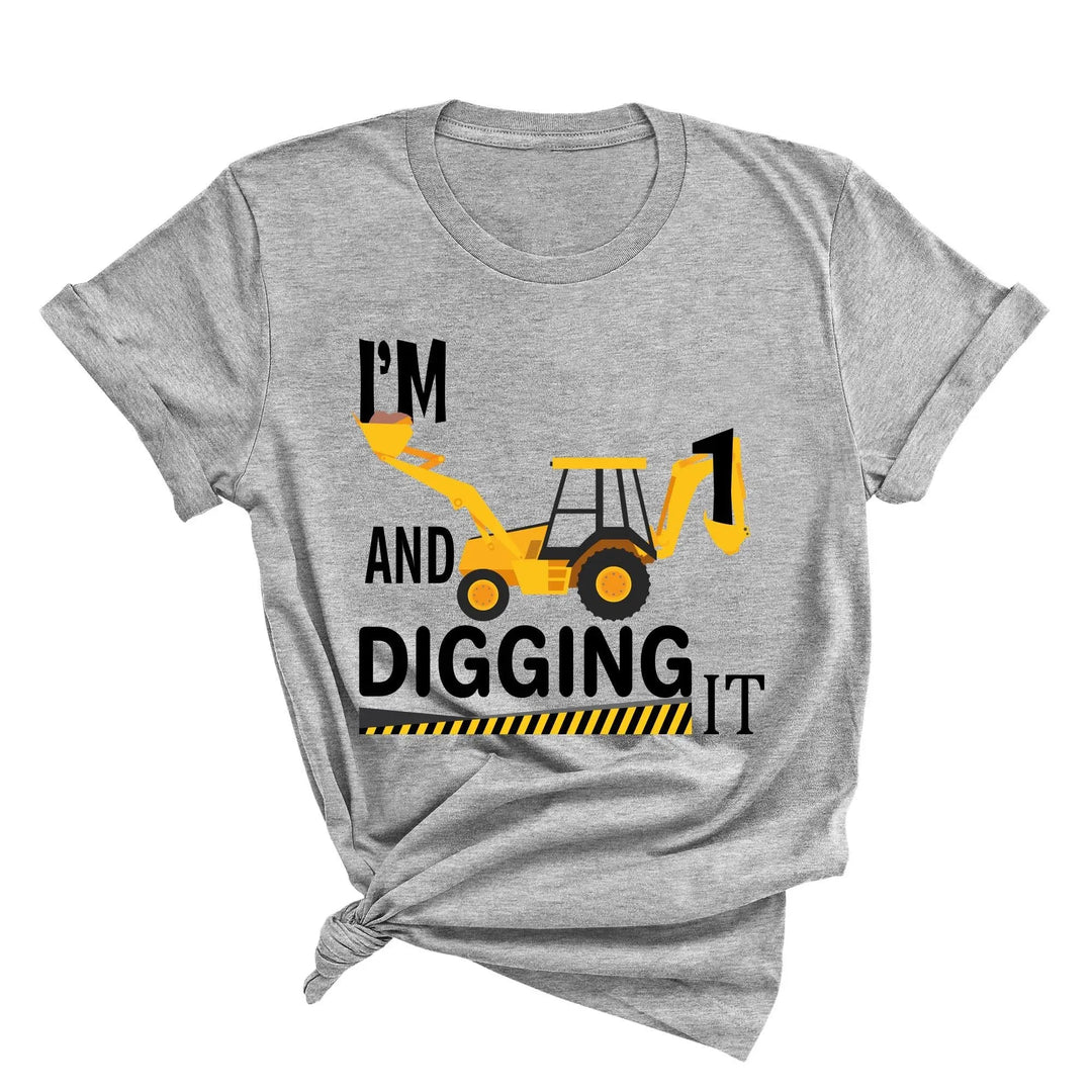 Custom Construction Birthday Shirt - Family Crew Tee | Diggin' It Cypress DTF