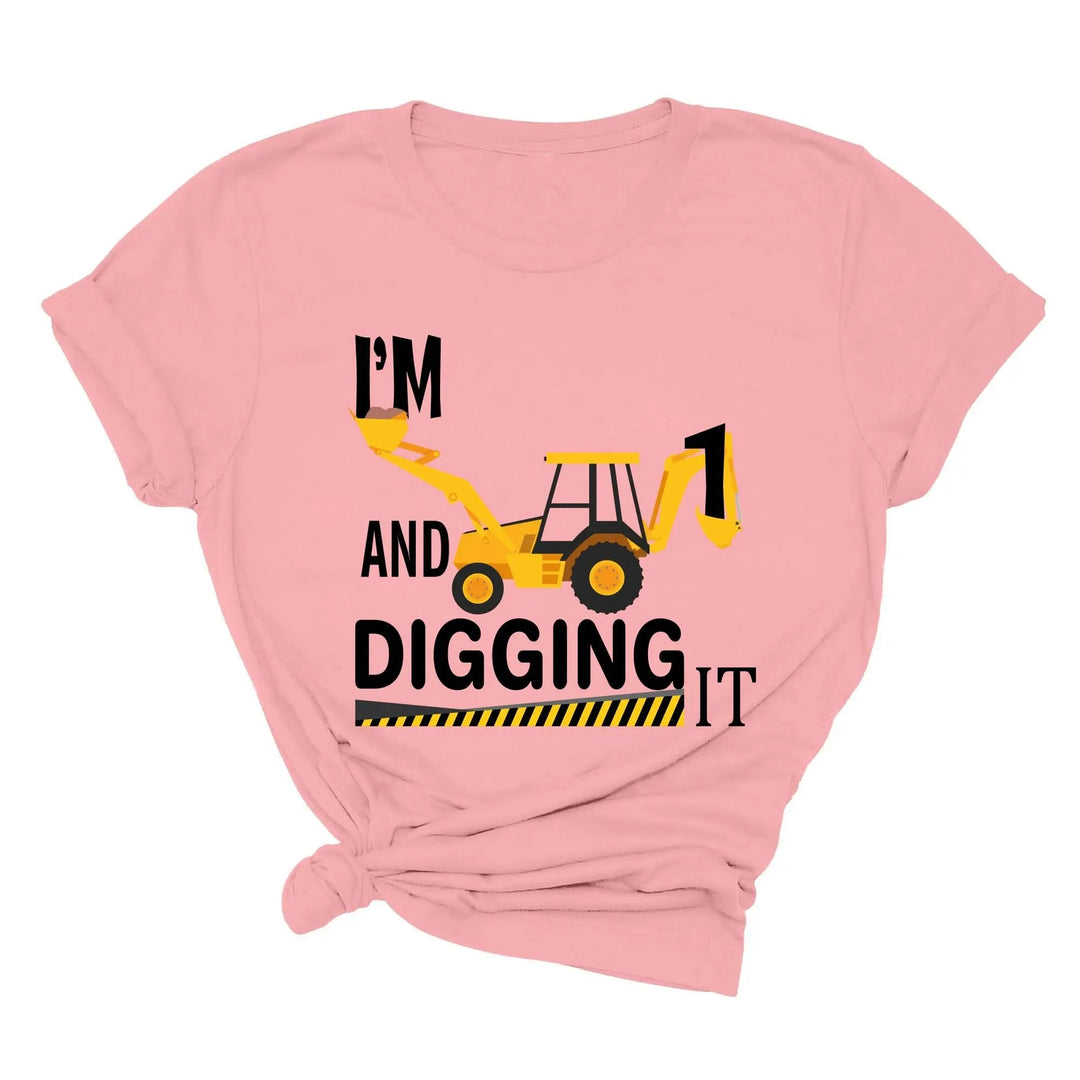 Custom Construction Birthday Shirt - Family Crew Tee | Diggin' It Cypress DTF
