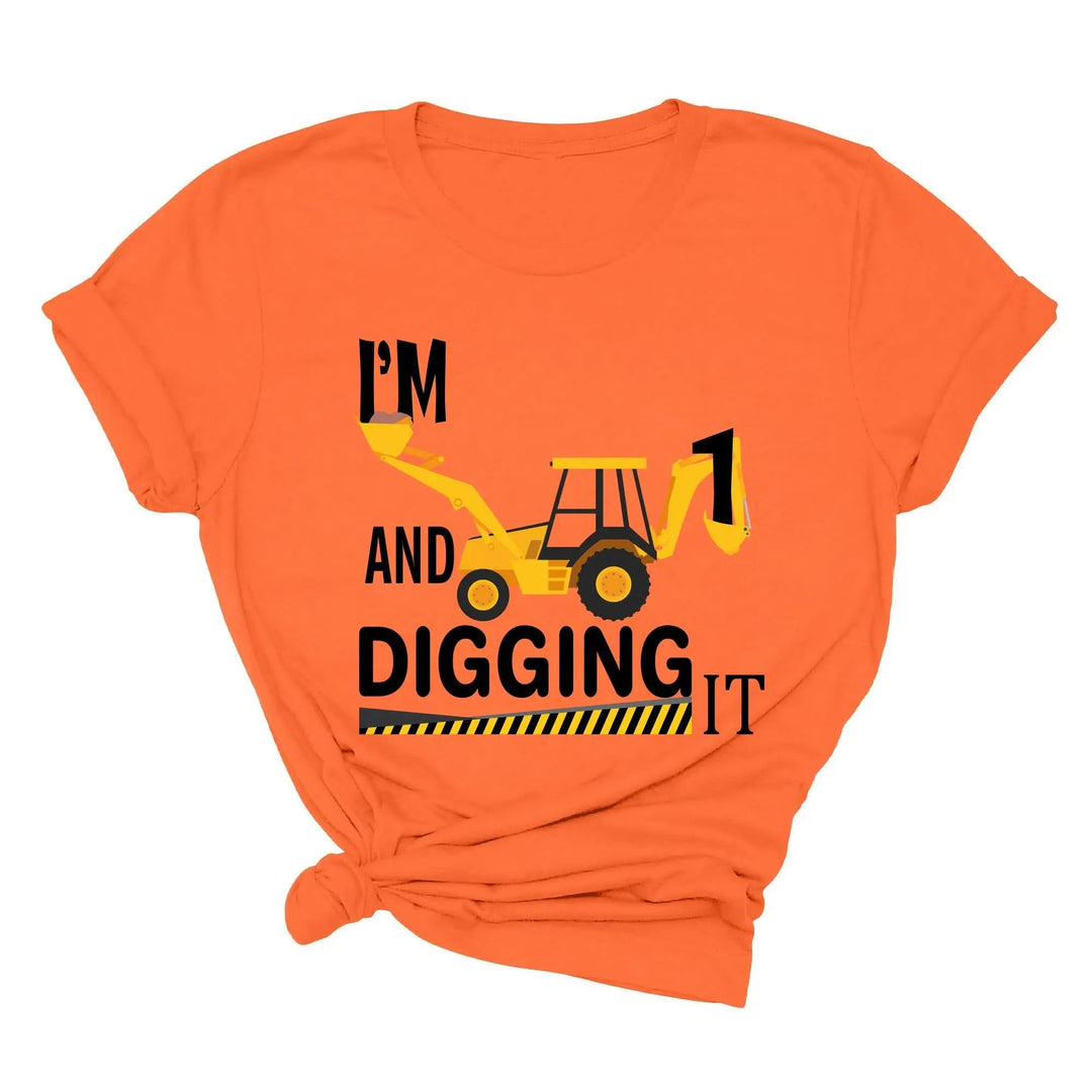 Custom Construction Birthday Shirt - Family Crew Tee | Diggin' It Cypress DTF