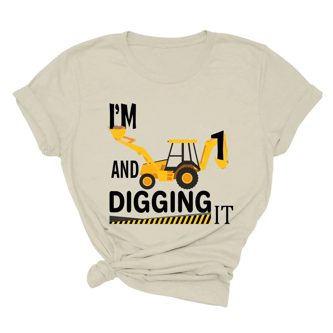 Custom Construction Birthday Shirt - Family Crew Tee | Diggin' It Cypress DTF
