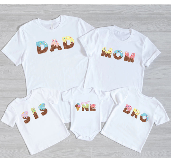 Custom Ice Cream Birthday Shirt - Family Matching Tee for Mom, Dad & Kid Cypress DTF