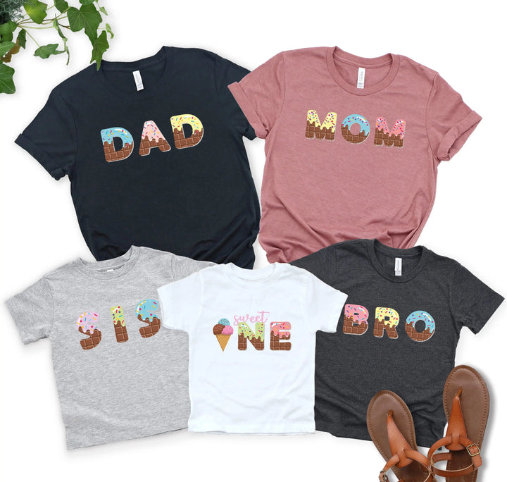 Custom Ice Cream Birthday Shirt - Family Matching Tee for Mom, Dad & Kid Cypress DTF