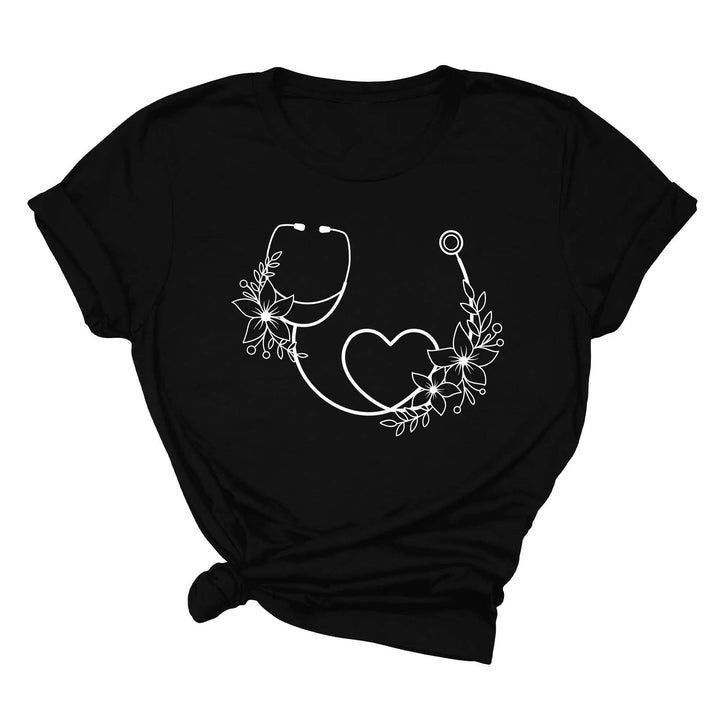 Cute Nurse Shirt - Floral Stethoscope & Healthcare Gift Tee for Women Cypress DTF