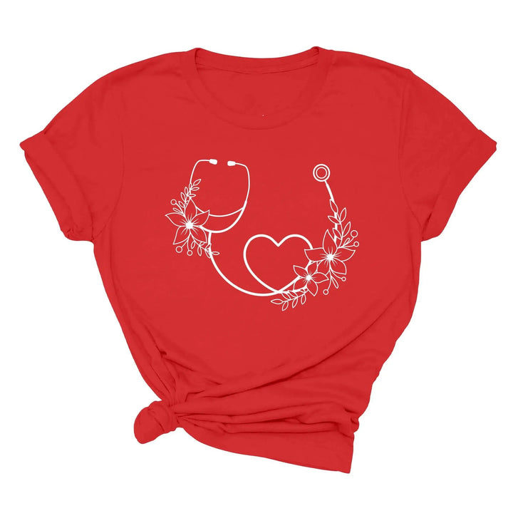 Cute Nurse Shirt - Floral Stethoscope & Healthcare Gift Tee for Women Cypress DTF