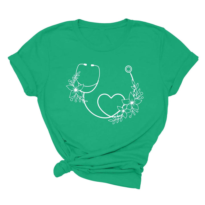 Cute Nurse Shirt - Floral Stethoscope & Healthcare Gift Tee for Women Cypress DTF