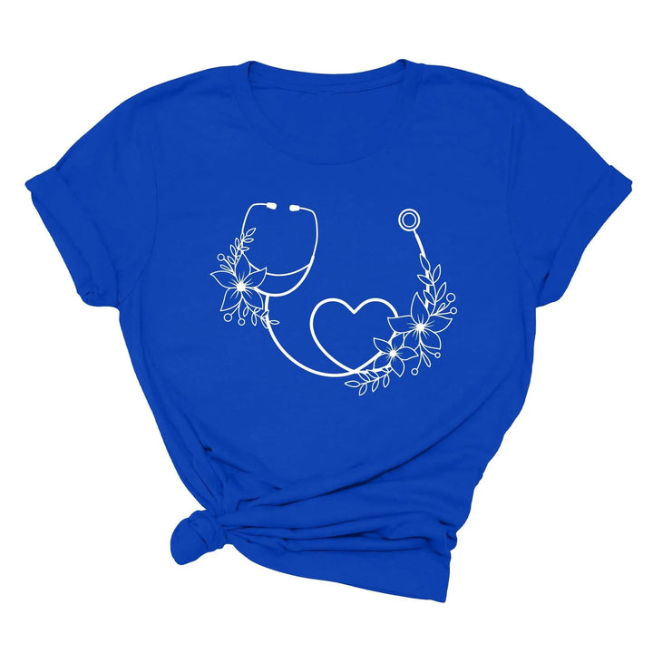 Cute Nurse Shirt - Floral Stethoscope & Healthcare Gift Tee for Women Cypress DTF