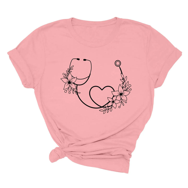 Cute Nurse Shirt - Floral Stethoscope & Healthcare Gift Tee for Women Cypress DTF