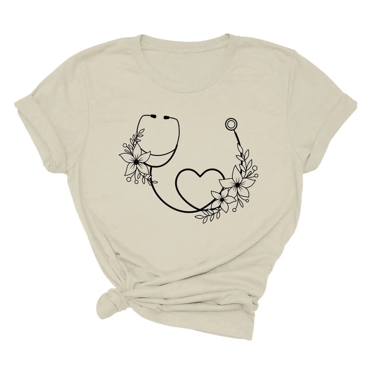 Cute Nurse Shirt - Floral Stethoscope & Healthcare Gift Tee for Women Cypress DTF