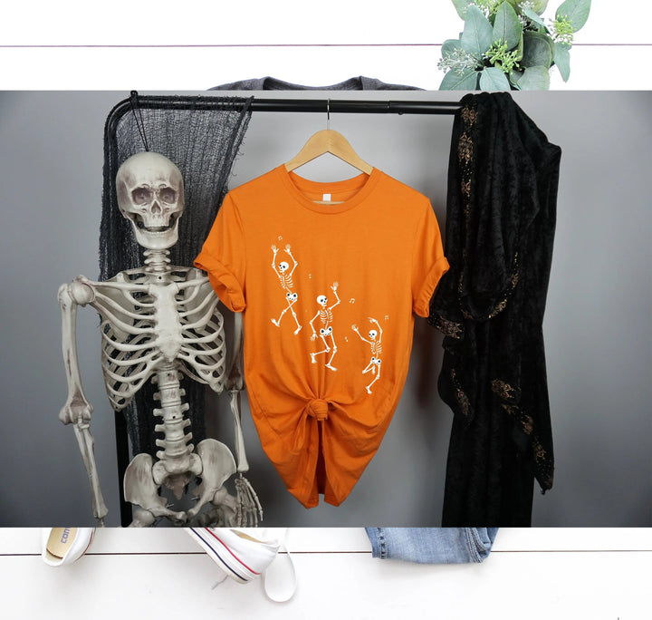 Dancing Skeleton Halloween Party Shirt | Spooky Season Minimalist Fall Tee Cypress DTF