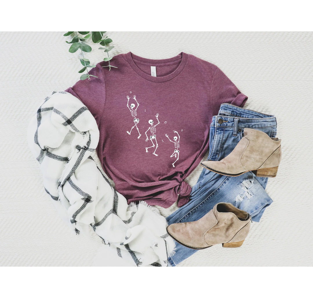 Dancing Skeleton Halloween Party Shirt | Spooky Season Minimalist Fall Tee Cypress DTF