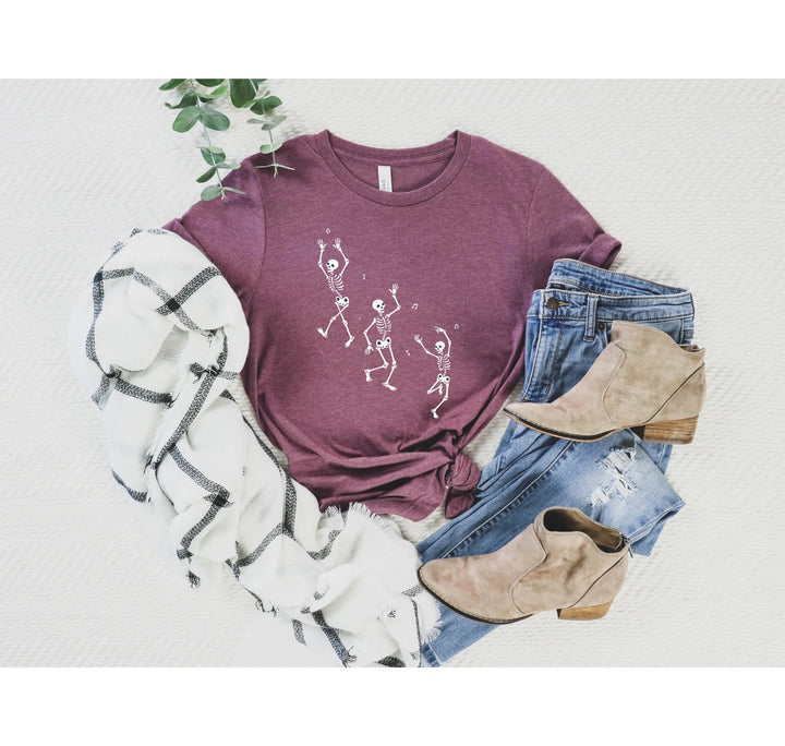 Dancing Skeleton Halloween Party Shirt | Spooky Season Minimalist Fall Tee Cypress DTF