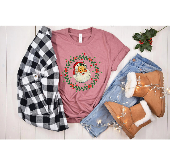 Funny Christmas Shirt | Retro Santa Face Tee Cypress DTF