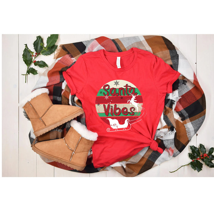 Funny Christmas Shirt | Santa Vibes Retro Santa Claus Tee Cypress DTF