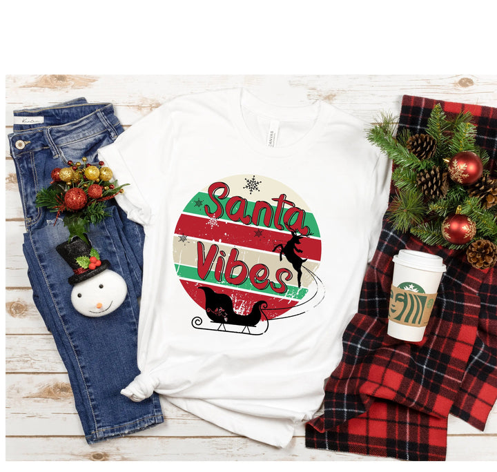 Funny Christmas Shirt | Santa Vibes Retro Santa Claus Tee Cypress DTF