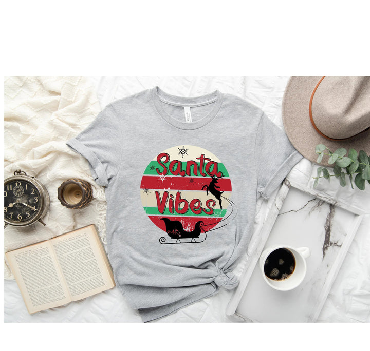 Funny Christmas Shirt | Santa Vibes Retro Santa Claus Tee Cypress DTF