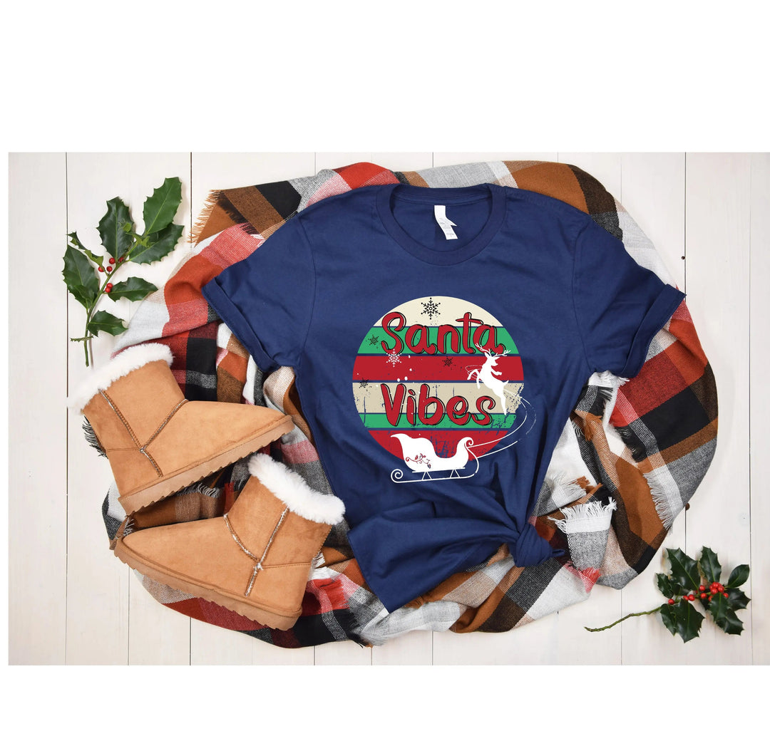 Funny Christmas Shirt | Santa Vibes Retro Santa Claus Tee Cypress DTF