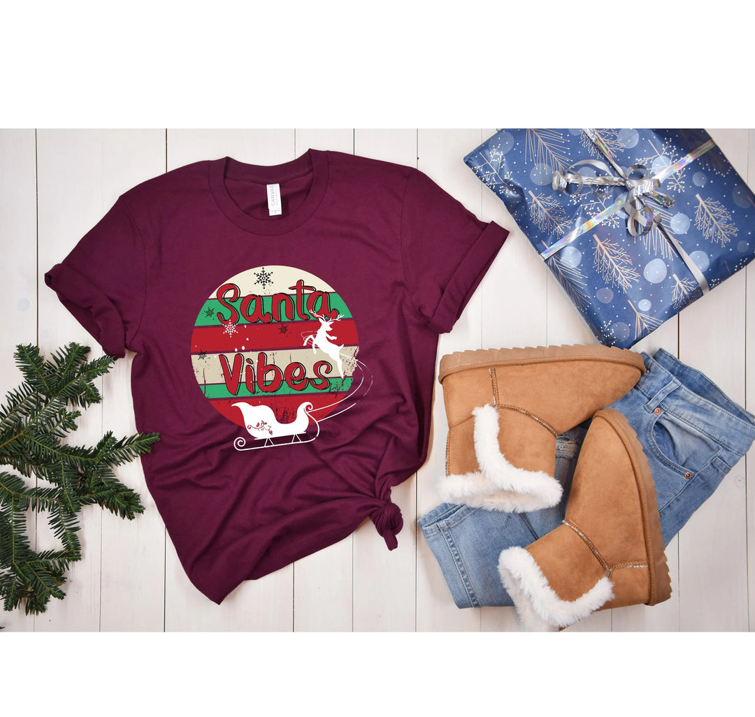 Funny Christmas Shirt | Santa Vibes Retro Santa Claus Tee Cypress DTF