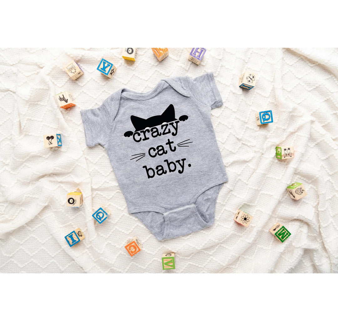 Funny Crazy Cat Baby Bodysuit - Hipster Kitten Newborn Gift Cypress DTF