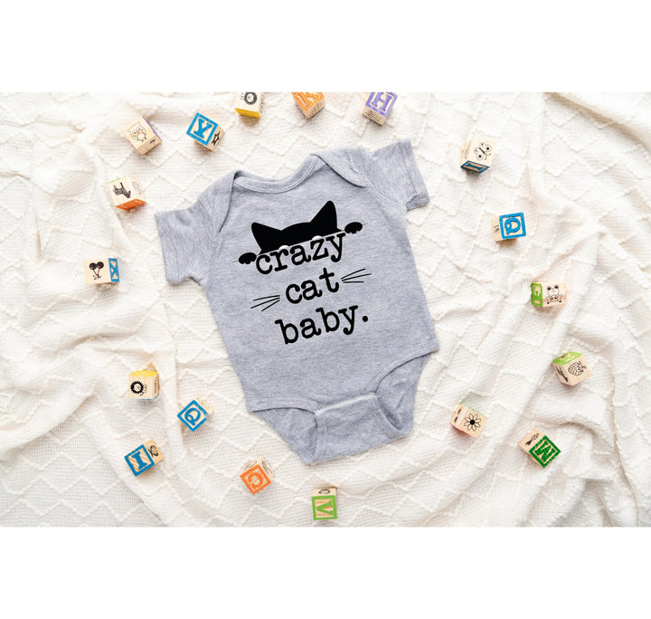 Funny Crazy Cat Baby Bodysuit - Hipster Kitten Newborn Gift Cypress DTF