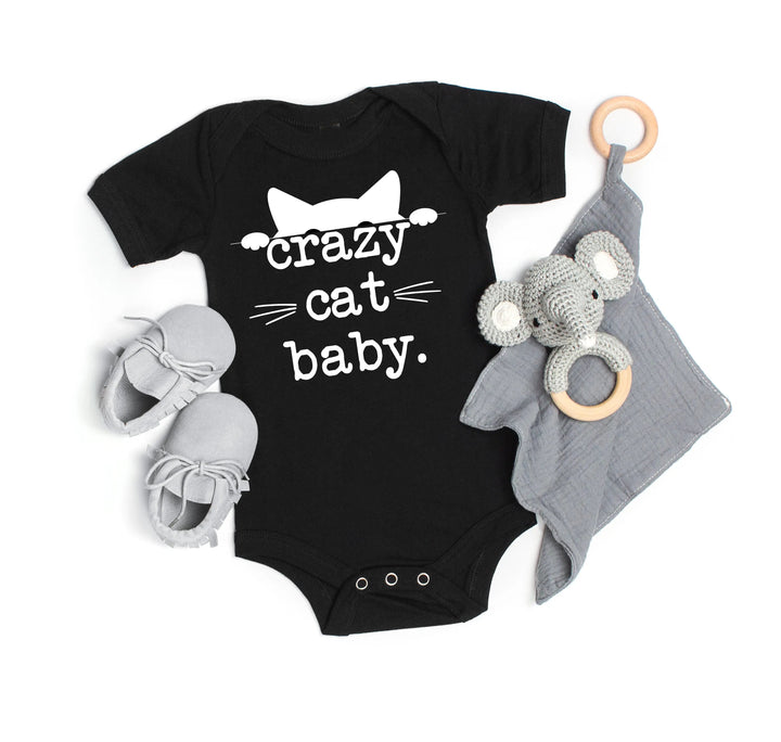 Funny Crazy Cat Baby Bodysuit - Hipster Kitten Newborn Gift Cypress DTF