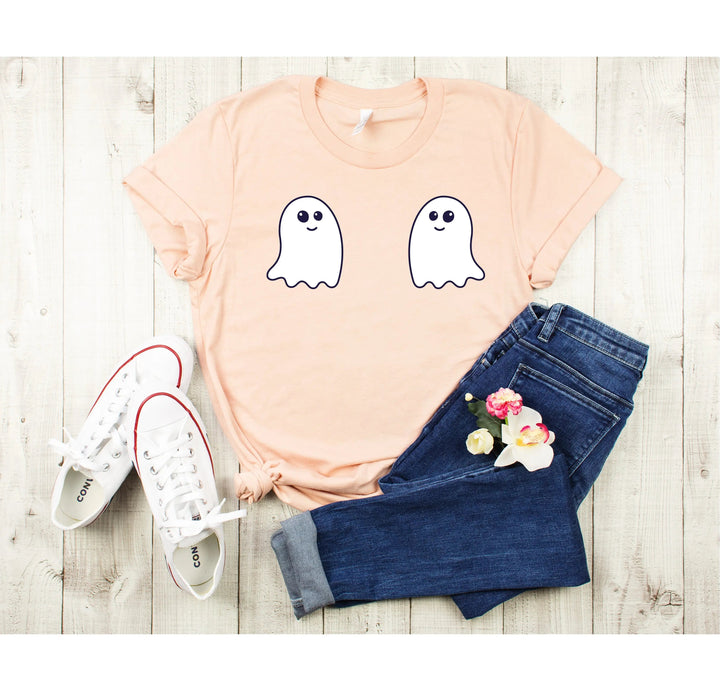 Ghost Boobs Unisex Tee | Funny Boo-Bies Halloween Graphic Vintage Shirt Cypress DTF