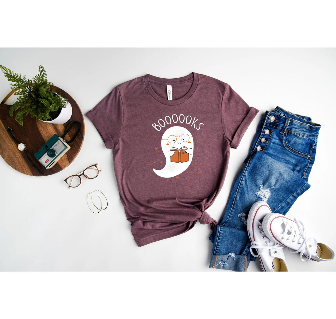 Ghost Books Halloween Reading Tee | Librarian Bookworm Teacher Shirt Gift Cypress DTF