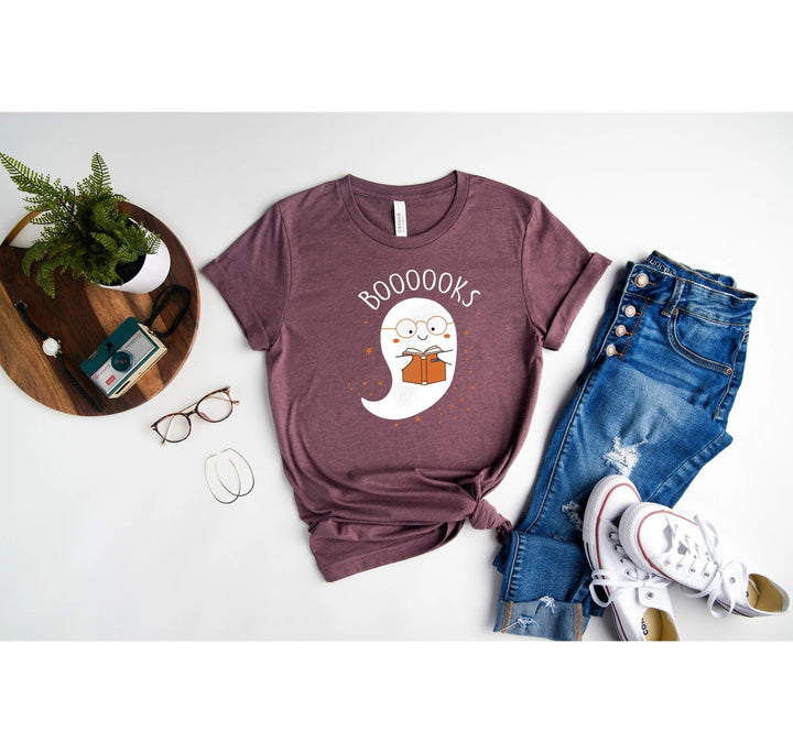 Ghost Books Halloween Reading Tee | Librarian Bookworm Teacher Shirt Gift Cypress DTF