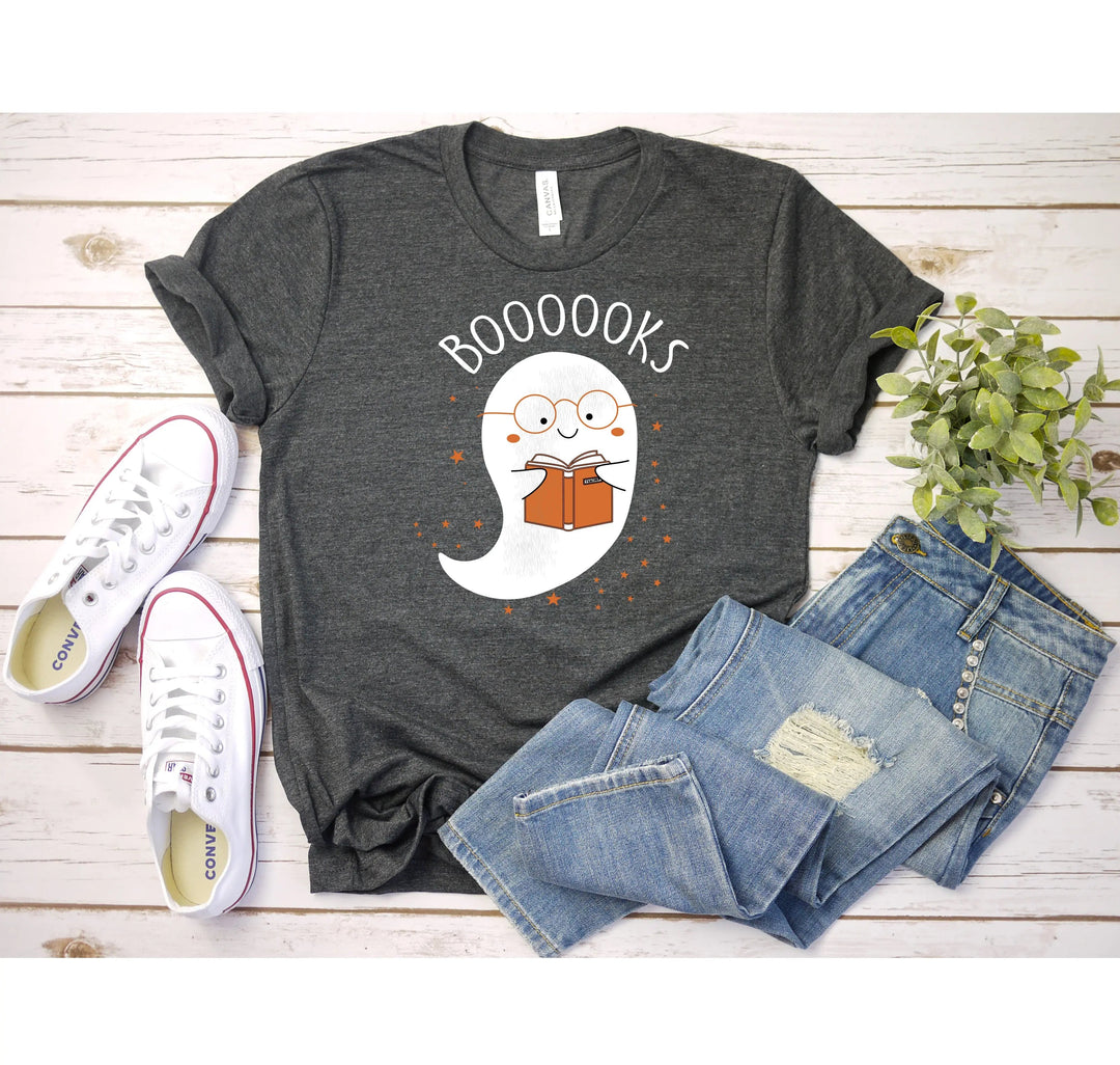 Ghost Books Halloween Reading Tee | Librarian Bookworm Teacher Shirt Gift Cypress DTF