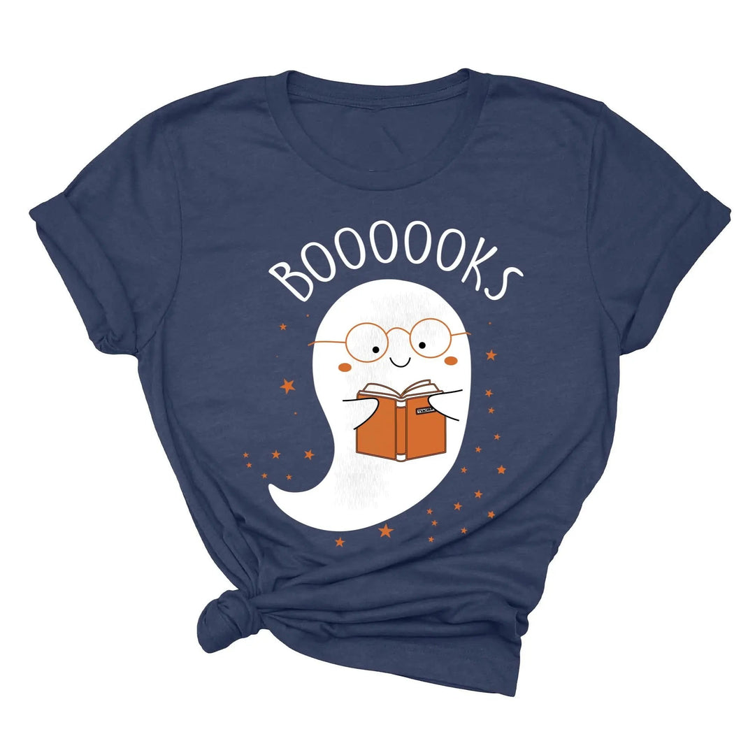 Ghost Books Halloween Reading Tee | Librarian Bookworm Teacher Shirt Gift Cypress DTF