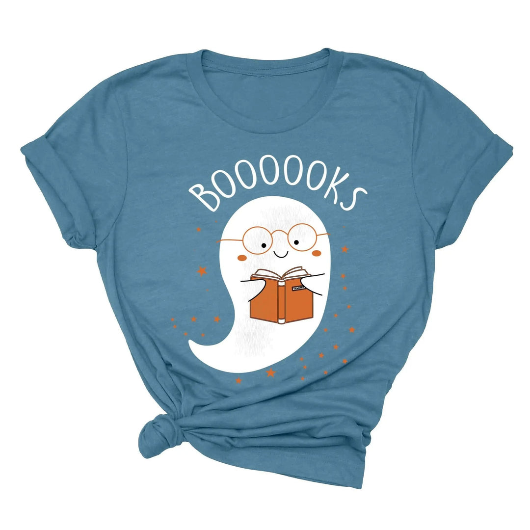 Ghost Books Halloween Reading Tee | Librarian Bookworm Teacher Shirt Gift Cypress DTF