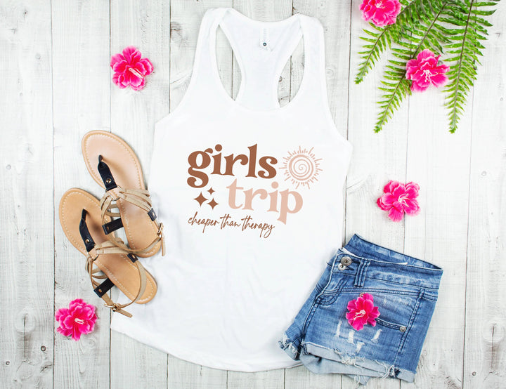 Girls Trip 2025 Tank - Cheaper Than Therapy & Vacation Shirt Cypress DTF