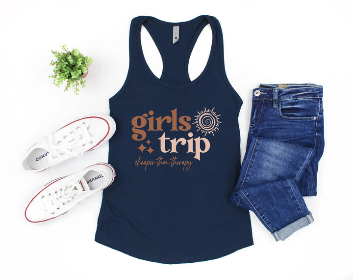 Girls Trip 2025 Tank - Cheaper Than Therapy & Vacation Shirt Cypress DTF
