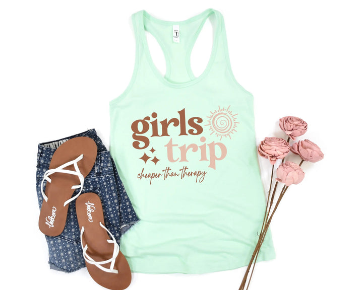 Girls Trip 2025 Tank - Cheaper Than Therapy & Vacation Shirt Cypress DTF
