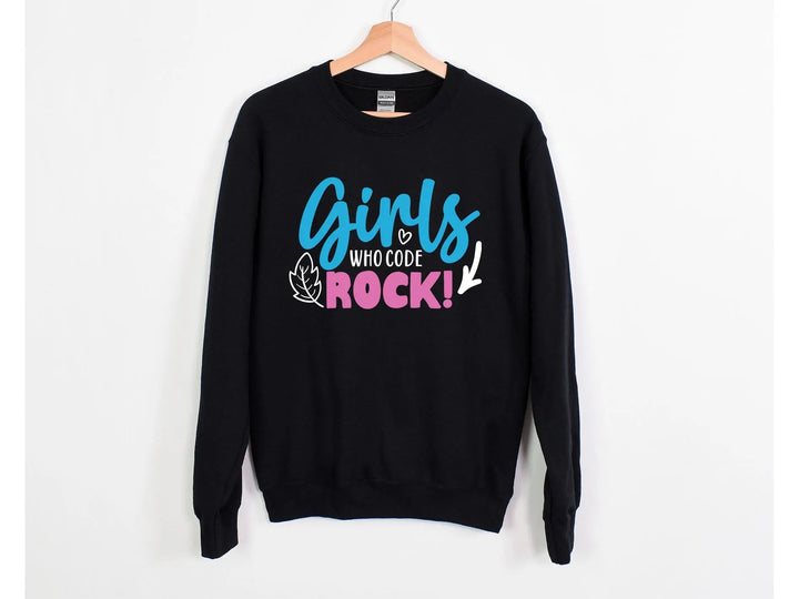 Girls Who Code Rock Sweatshirt - Vintage Rock Band & Retro Feel Cypress DTF