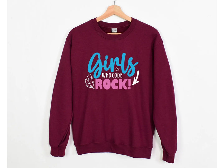 Girls Who Code Rock Sweatshirt - Vintage Rock Band & Retro Feel Cypress DTF