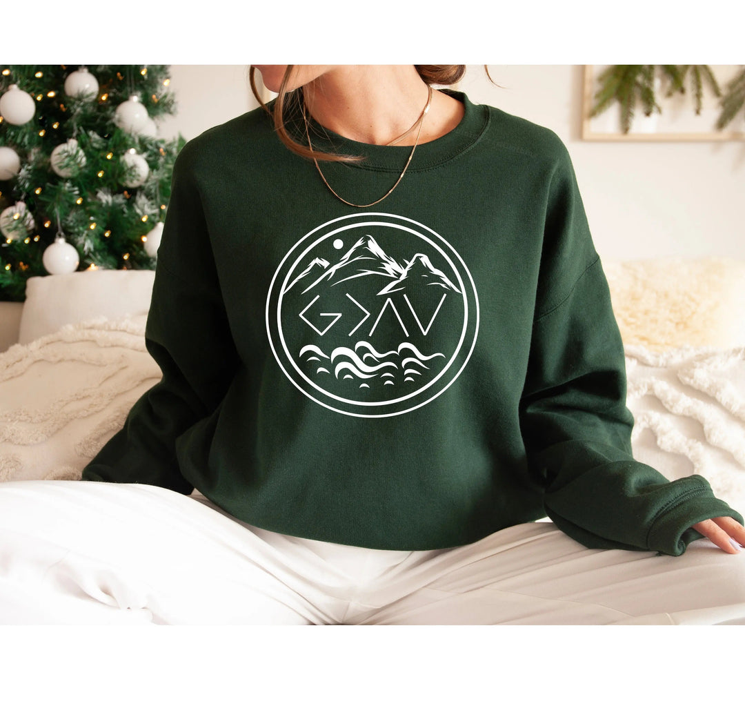 God is Greater Sweatshirt - Christian & Religious Gift Hoodie Cypress DTF
