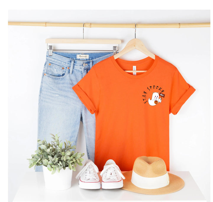 Halloween Boo Ghost Pocket Tee | Stay Spooky Costume Party Shirt Cypress DTF