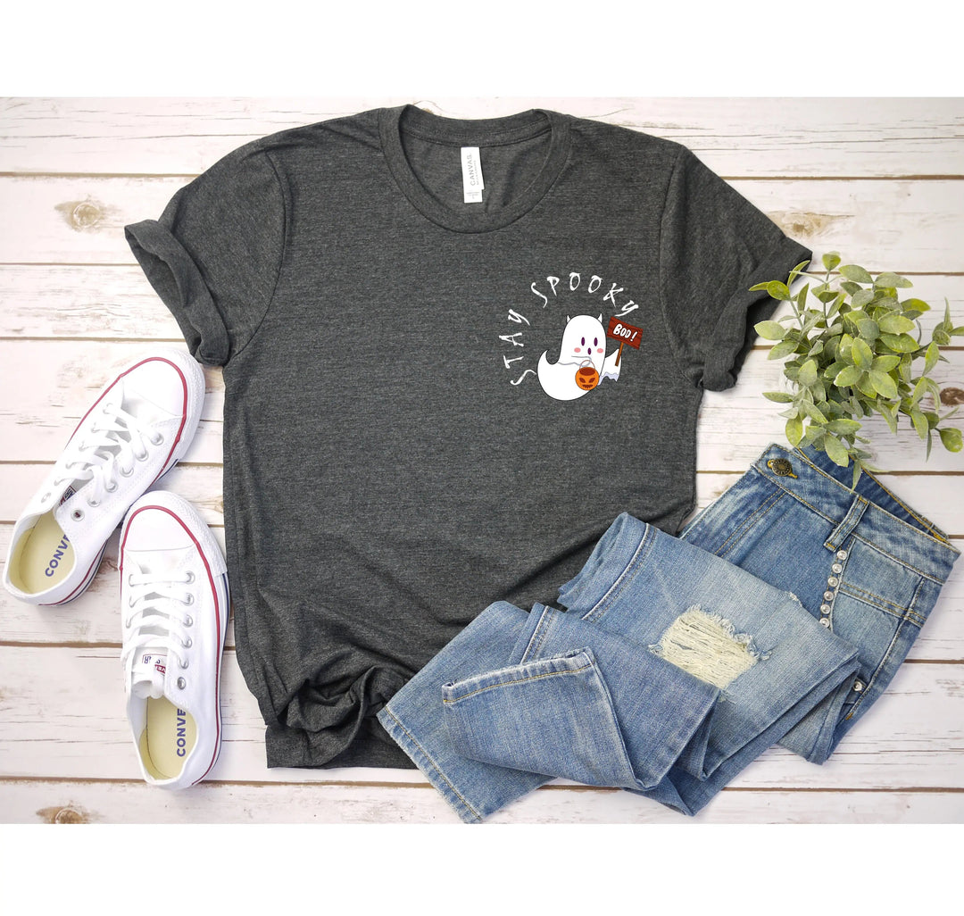 Halloween Boo Ghost Pocket Tee | Stay Spooky Costume Party Shirt Cypress DTF