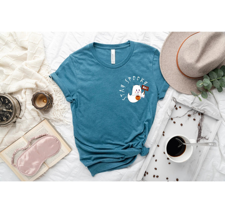 Halloween Boo Ghost Pocket Tee | Stay Spooky Costume Party Shirt Cypress DTF