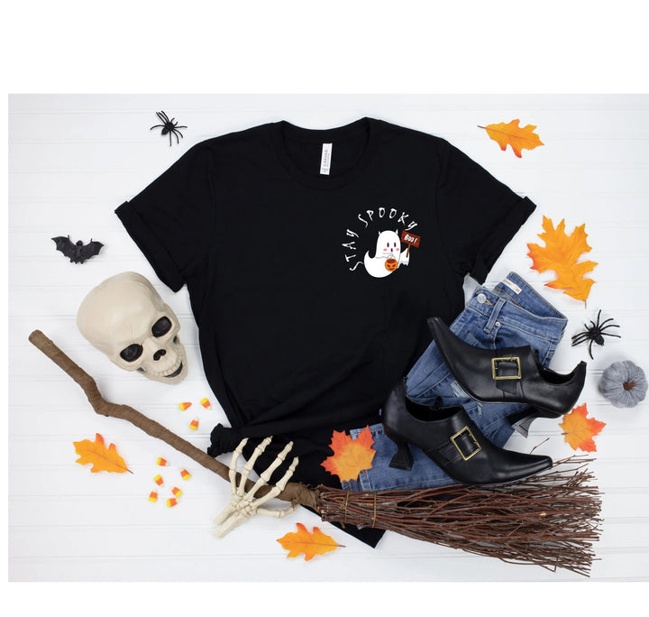 Halloween Boo Ghost Pocket Tee | Stay Spooky Costume Party Shirt Cypress DTF