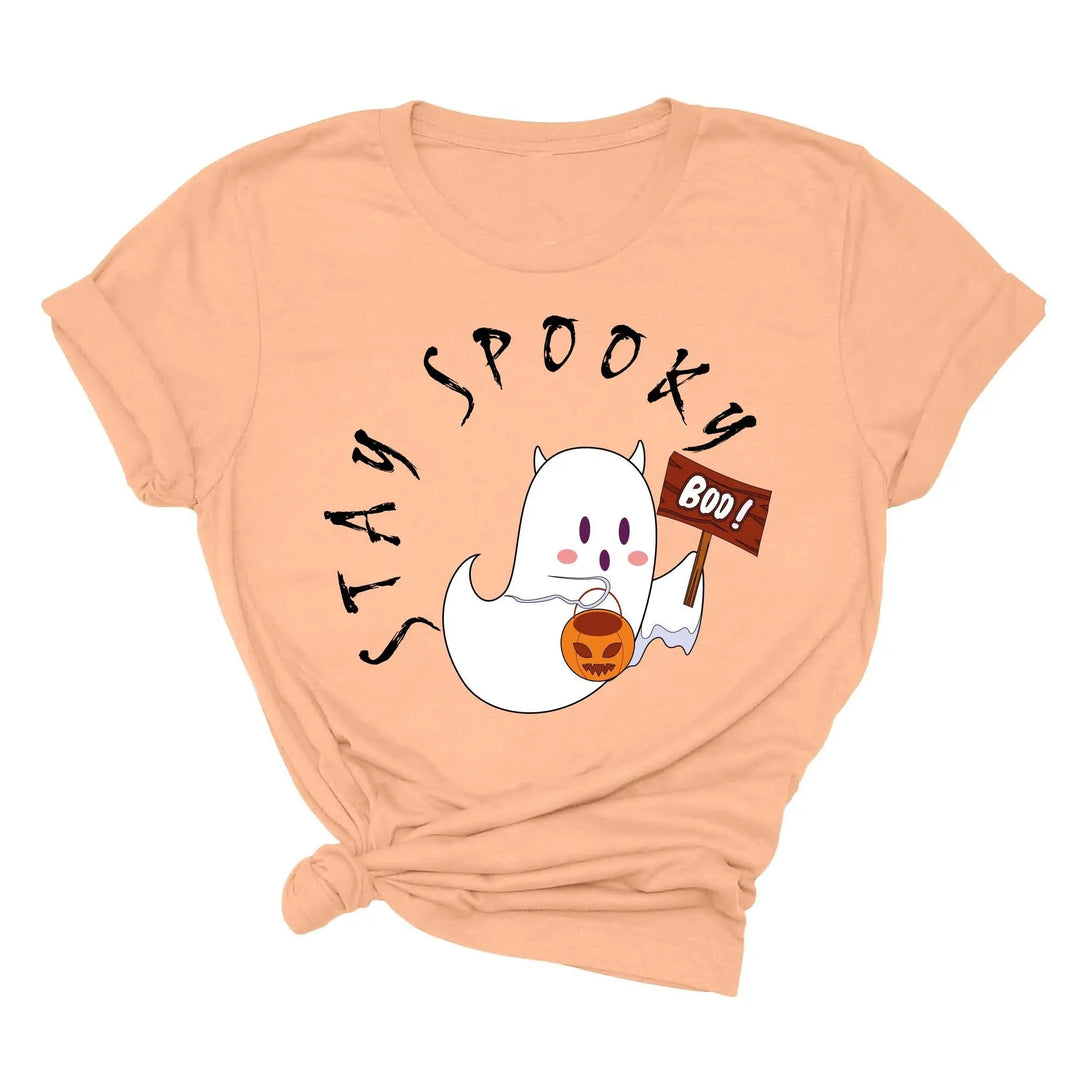 Halloween Boo Ghost Pocket Tee | Stay Spooky Costume Party Shirt Cypress DTF