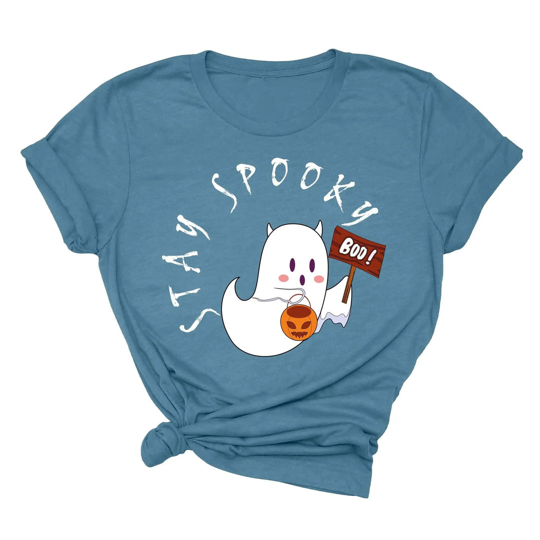 Halloween Boo Ghost Pocket Tee | Stay Spooky Costume Party Shirt Cypress DTF