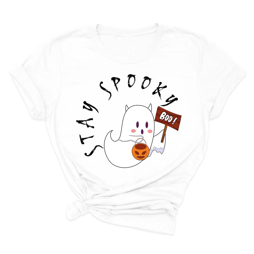 Halloween Boo Ghost Pocket Tee | Stay Spooky Costume Party Shirt Cypress DTF