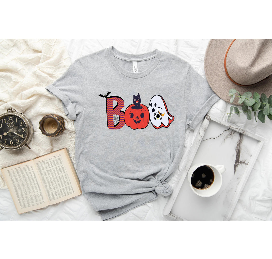 Halloween Boo Shirt – Cute Ghost & Cat Halloween Party Costume Tee Cypress DTF