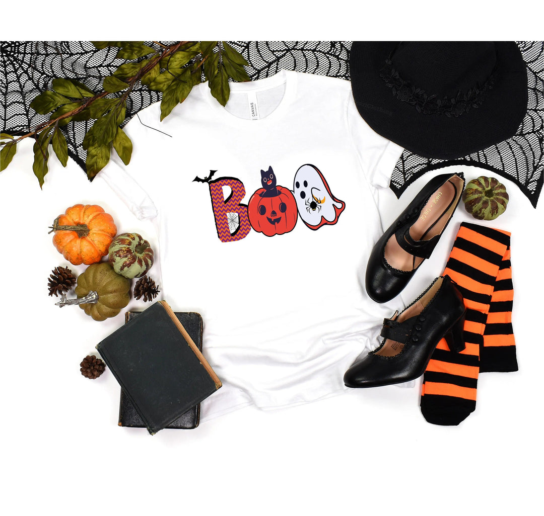 Halloween Boo Shirt – Cute Ghost & Cat Halloween Party Costume Tee Cypress DTF
