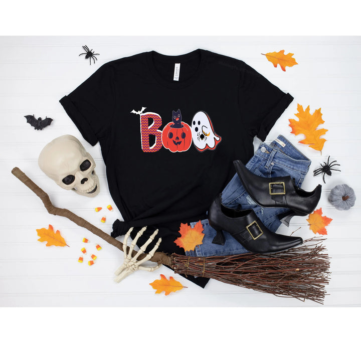 Halloween Boo Shirt – Cute Ghost & Cat Halloween Party Costume Tee Cypress DTF